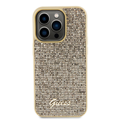 iPhone 15 Pro Kılıf Guess Orjinal Lisanslı Yazı Logolu Disco Script Metal Kapak