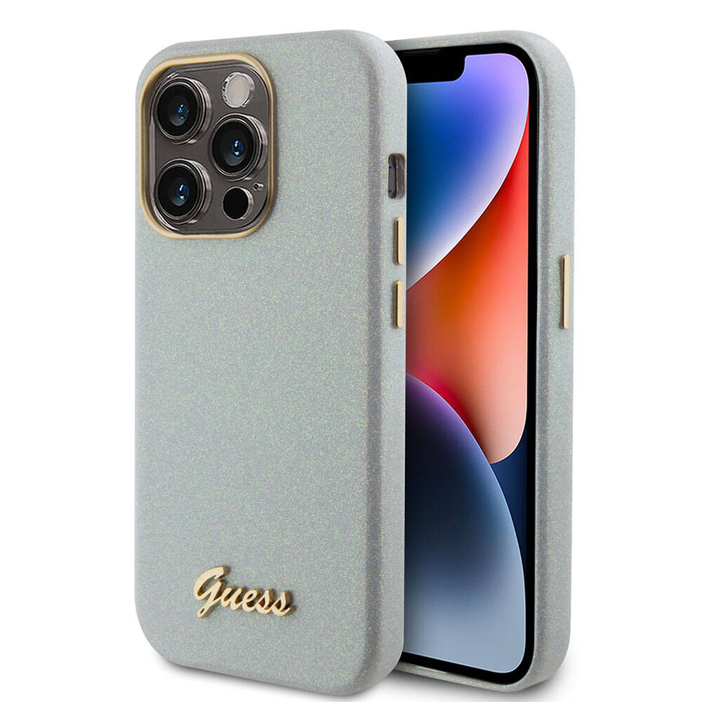 iPhone 15 Pro Kılıf Guess Orjinal Lisanslı Yazı Logolu Glitter Glossy Script Kapak