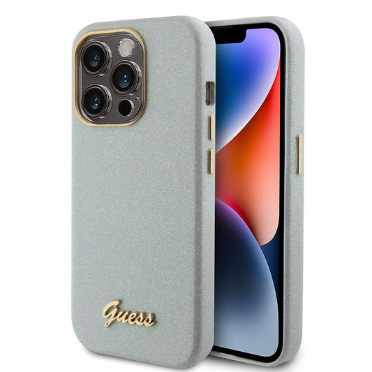 iPhone 15 Pro Kılıf Guess Orjinal Lisanslı Yazı Logolu Glitter Glossy Script Kapak