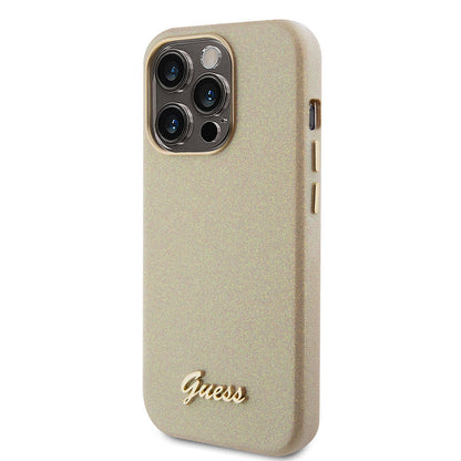 iPhone 15 Pro Kılıf Guess Orjinal Lisanslı Yazı Logolu Glitter Glossy Script Kapak