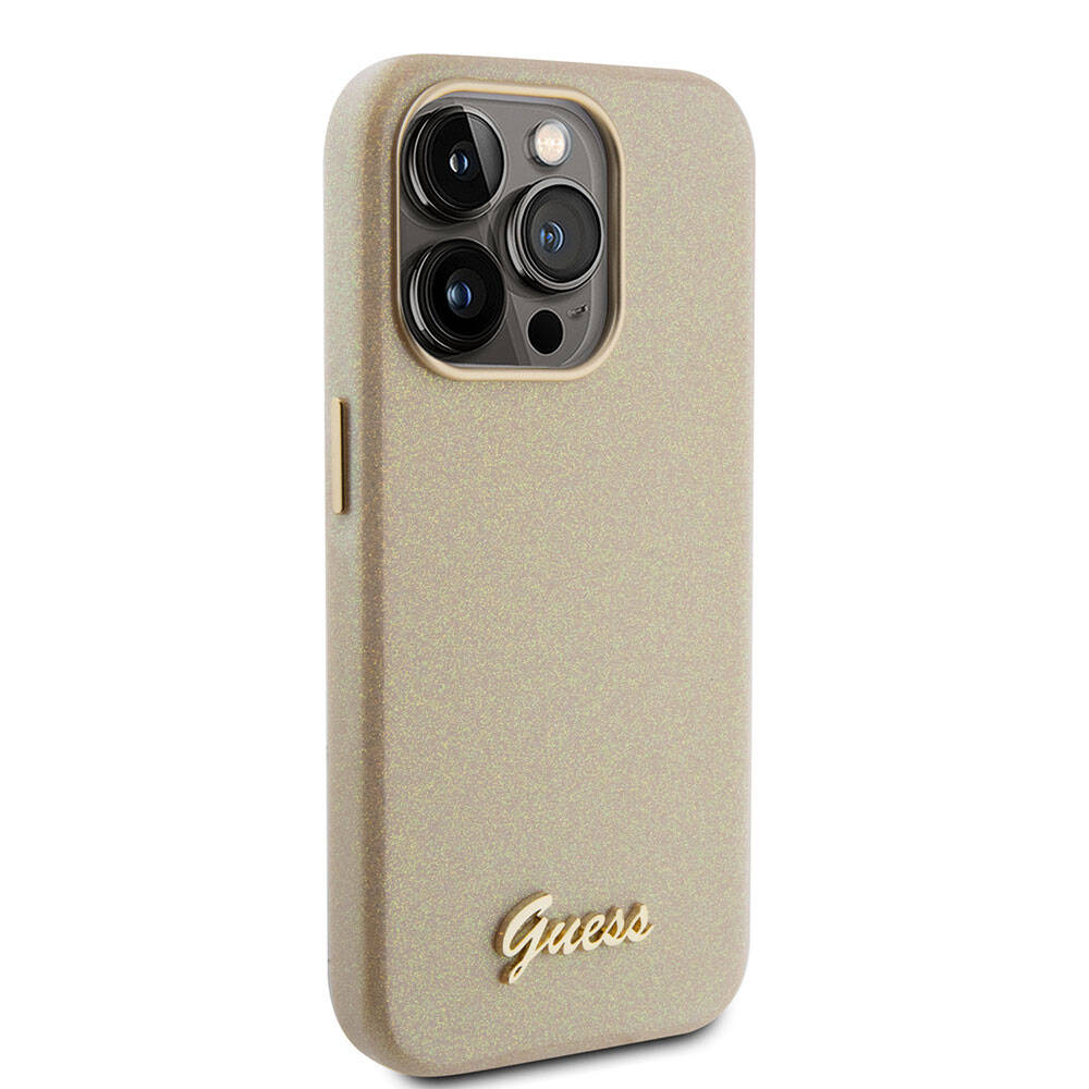 iPhone 15 Pro Kılıf Guess Orjinal Lisanslı Yazı Logolu Glitter Glossy Script Kapak