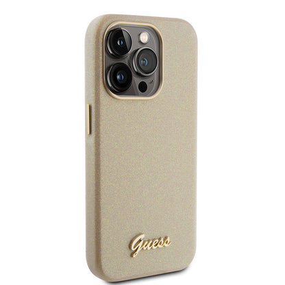 iPhone 15 Pro Kılıf Guess Orjinal Lisanslı Yazı Logolu Glitter Glossy Script Kapak