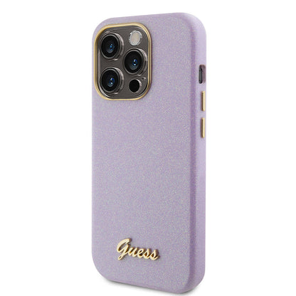 iPhone 15 Pro Kılıf Guess Orjinal Lisanslı Yazı Logolu Glitter Glossy Script Kapak