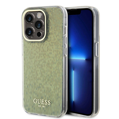 iPhone 15 Pro Kılıf Guess Orjinal Lisanslı Yazı Logolu Mirror Disco Kapak