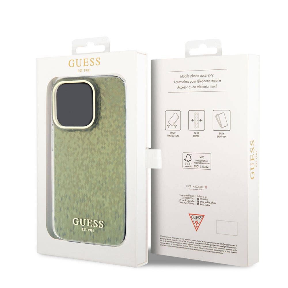 iPhone 15 Pro Kılıf Guess Orjinal Lisanslı Yazı Logolu Mirror Disco Kapak