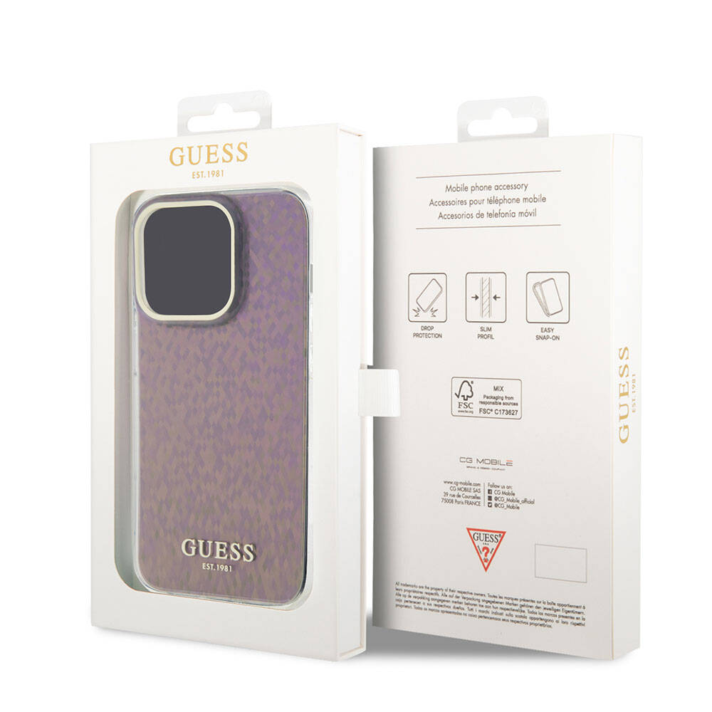 iPhone 15 Pro Kılıf Guess Orjinal Lisanslı Yazı Logolu Mirror Disco Kapak