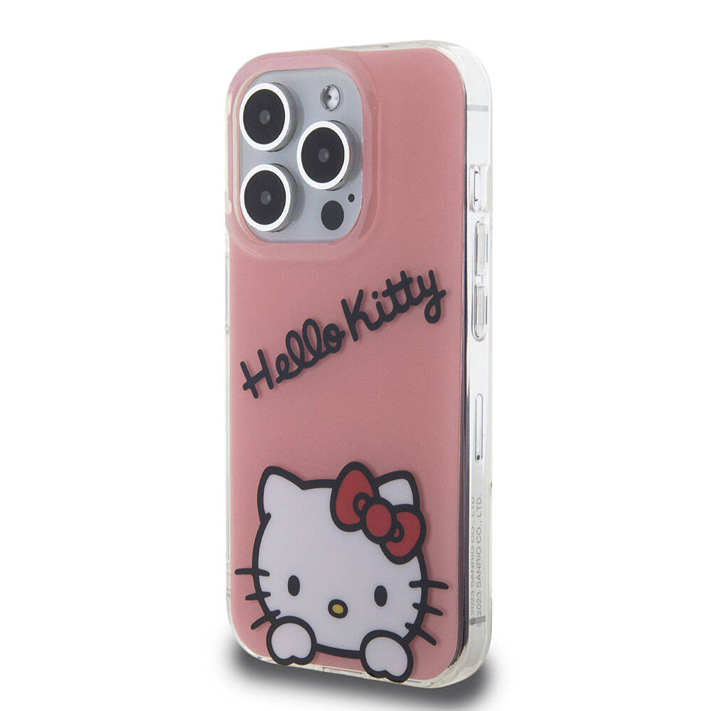 iPhone 15 Pro Kılıf Hello Kitty Orjinal Lisanslı Askılı Yazı ve İkonik Logolu Daydreaming Kapak