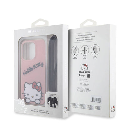 iPhone 15 Pro Kılıf Hello Kitty Orjinal Lisanslı Askılı Yazı ve İkonik Logolu Daydreaming Kapak