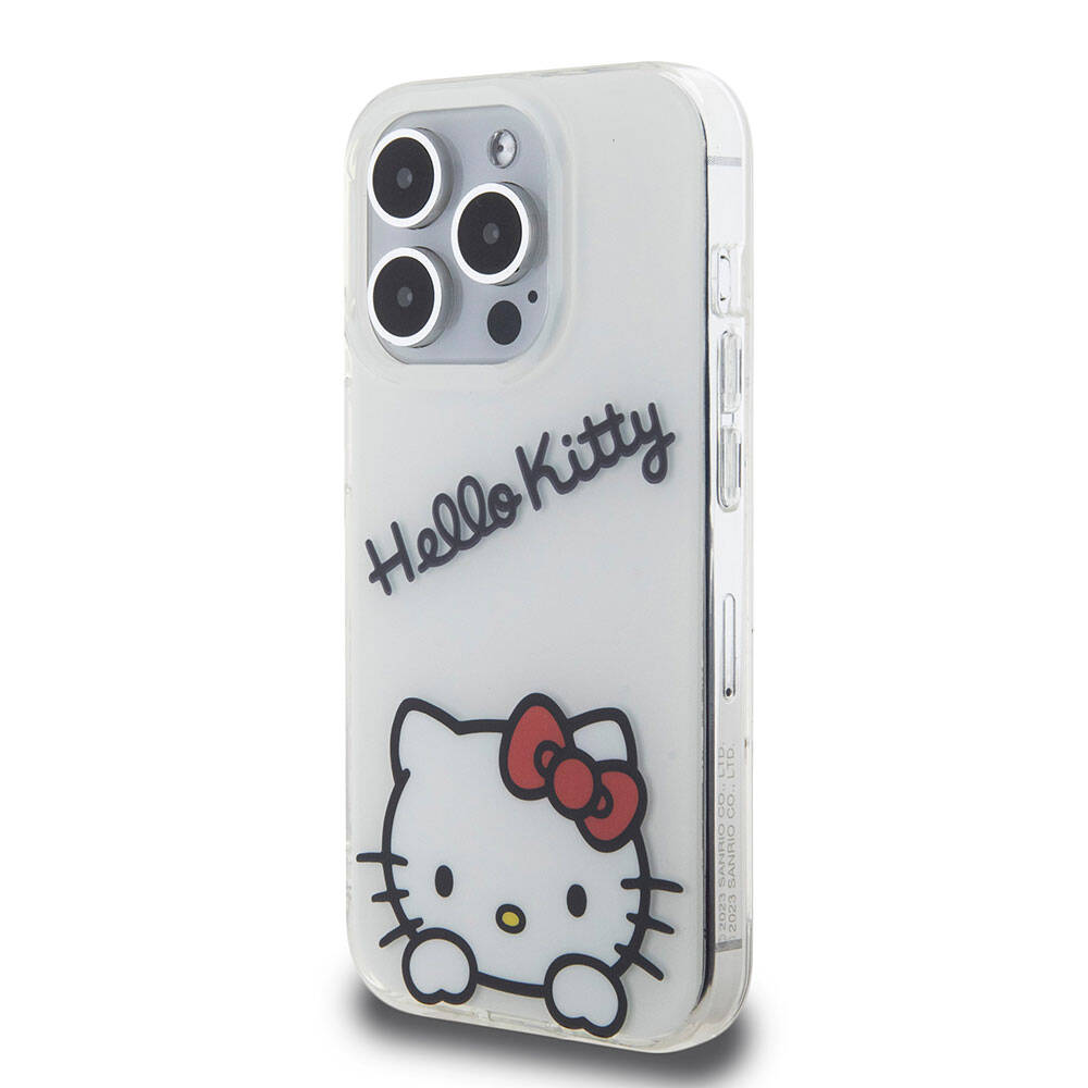 iPhone 15 Pro Kılıf Hello Kitty Orjinal Lisanslı Askılı Yazı ve İkonik Logolu Daydreaming Kapak