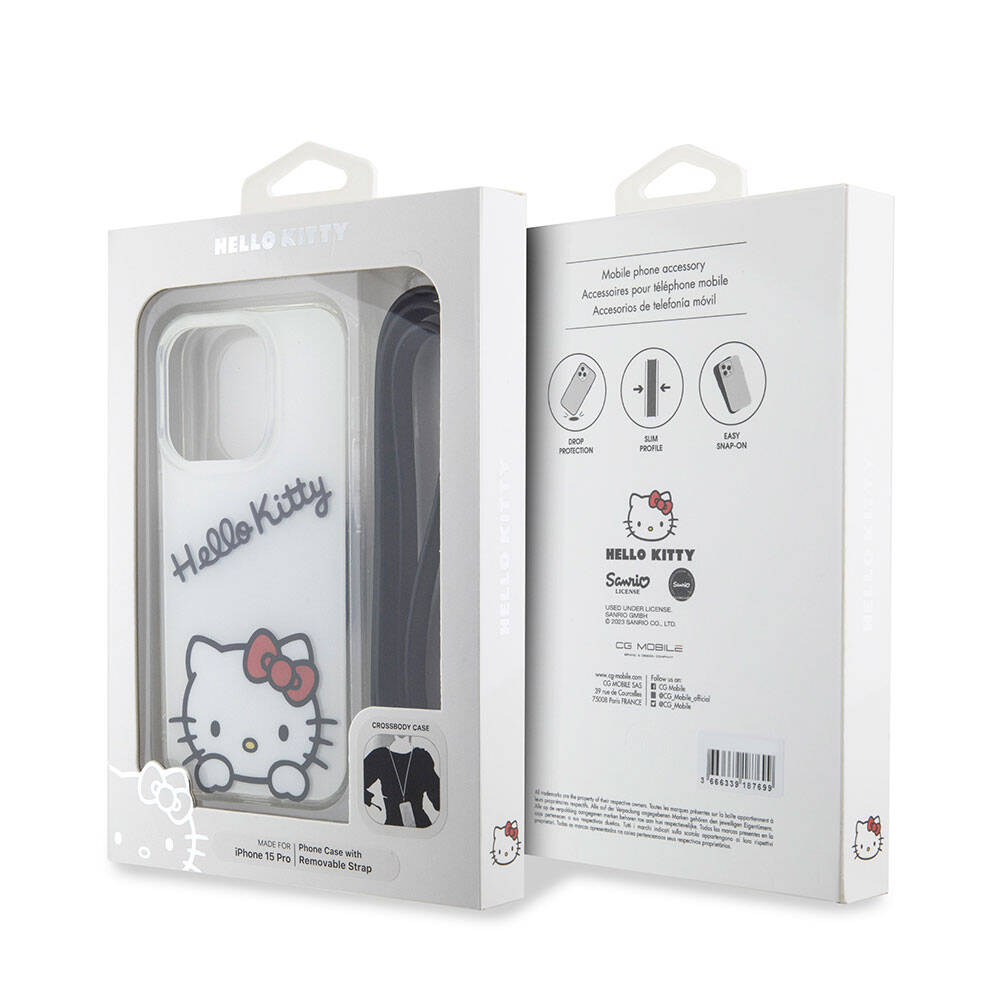 iPhone 15 Pro Kılıf Hello Kitty Orjinal Lisanslı Askılı Yazı ve İkonik Logolu Daydreaming Kapak