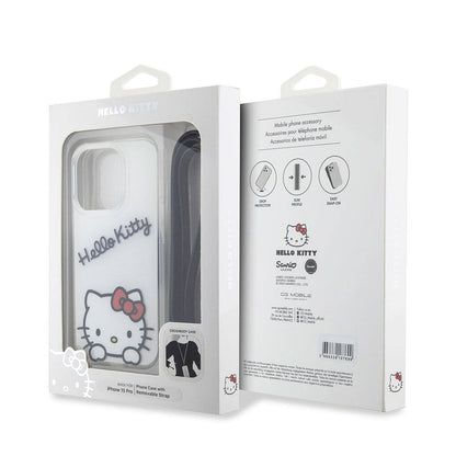 iPhone 15 Pro Kılıf Hello Kitty Orjinal Lisanslı Askılı Yazı ve İkonik Logolu Daydreaming Kapak