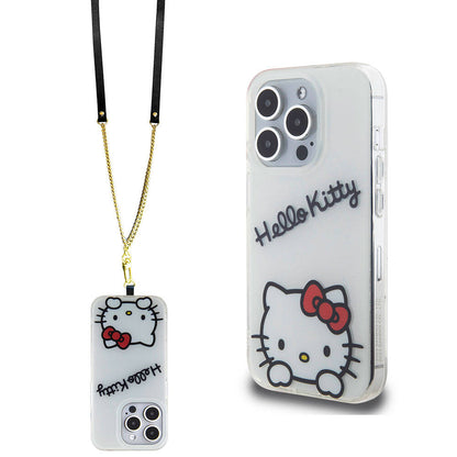 iPhone 15 Pro Kılıf Hello Kitty Orjinal Lisanslı Askılı Yazı ve İkonik Logolu Daydreaming Kapak