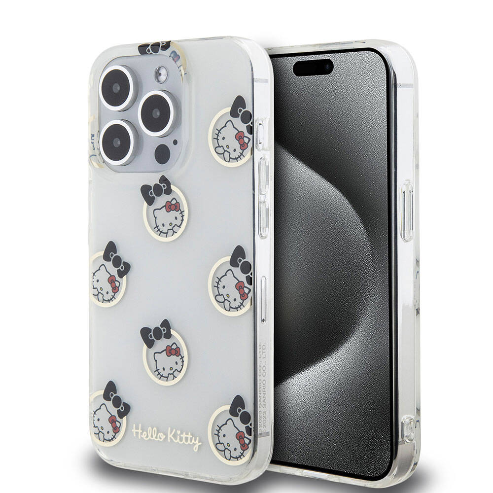 iPhone 15 Pro Kılıf Hello Kitty Orjinal Lisanslı Elektroplating Kaplama Kabarcık Baskılı Kapak