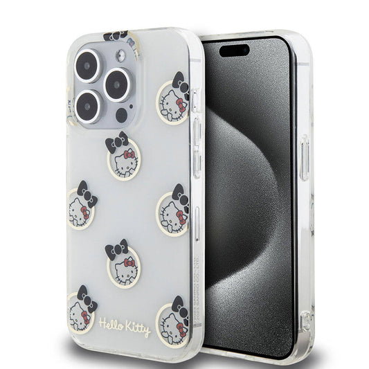 iPhone 15 Pro Kılıf Hello Kitty Orjinal Lisanslı Elektroplating Kaplama Kabarcık Baskılı Kapak