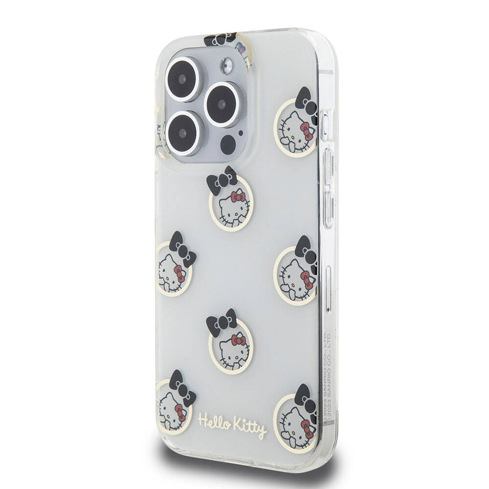 iPhone 15 Pro Kılıf Hello Kitty Orjinal Lisanslı Elektroplating Kaplama Kabarcık Baskılı Kapak