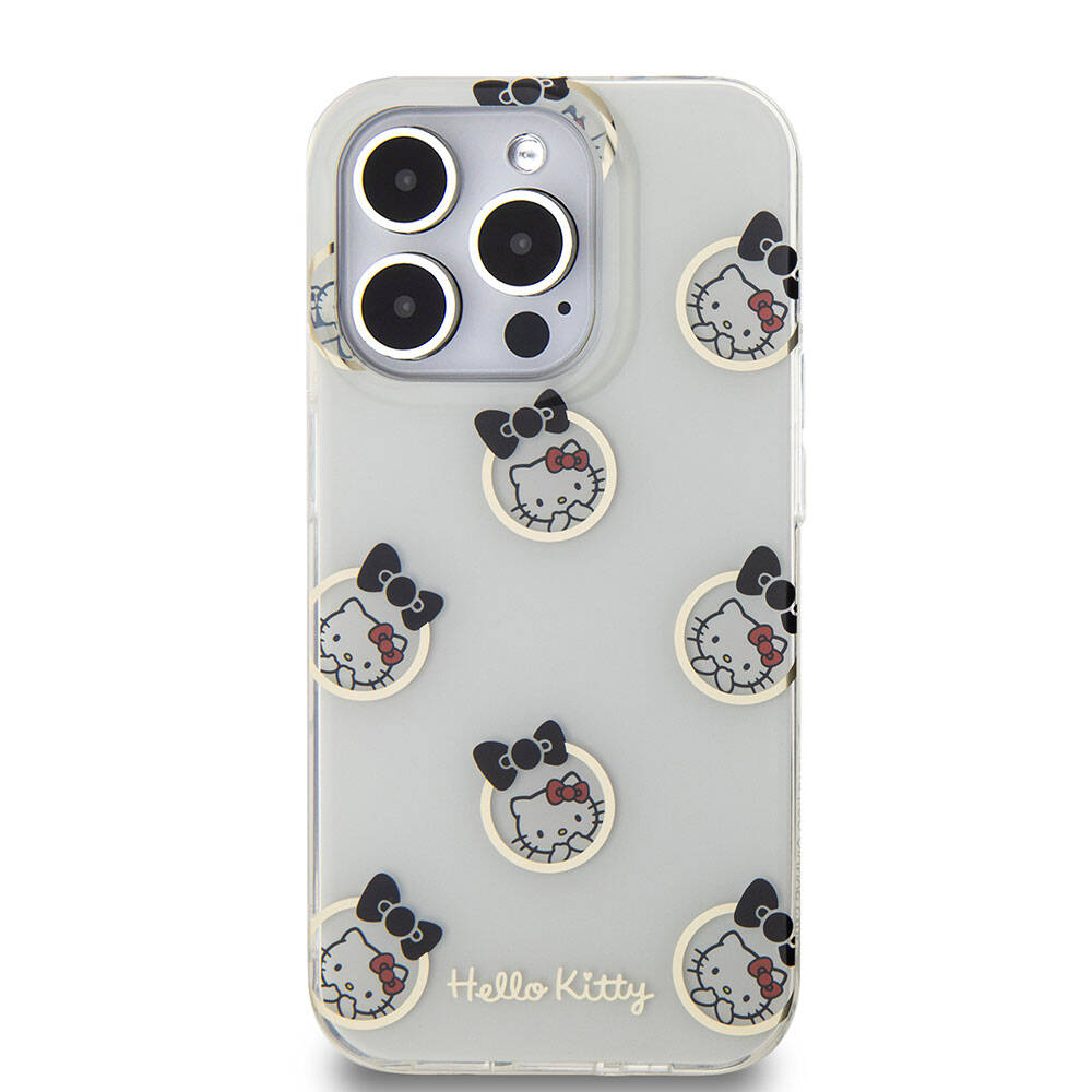 iPhone 15 Pro Kılıf Hello Kitty Orjinal Lisanslı Elektroplating Kaplama Kabarcık Baskılı Kapak