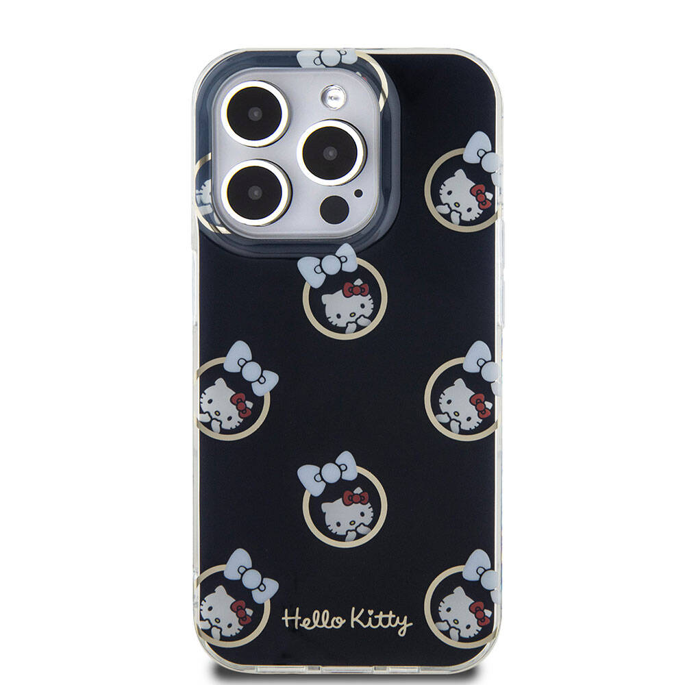 iPhone 15 Pro Kılıf Hello Kitty Orjinal Lisanslı Elektroplating Kaplama Kabarcık Baskılı Kapak