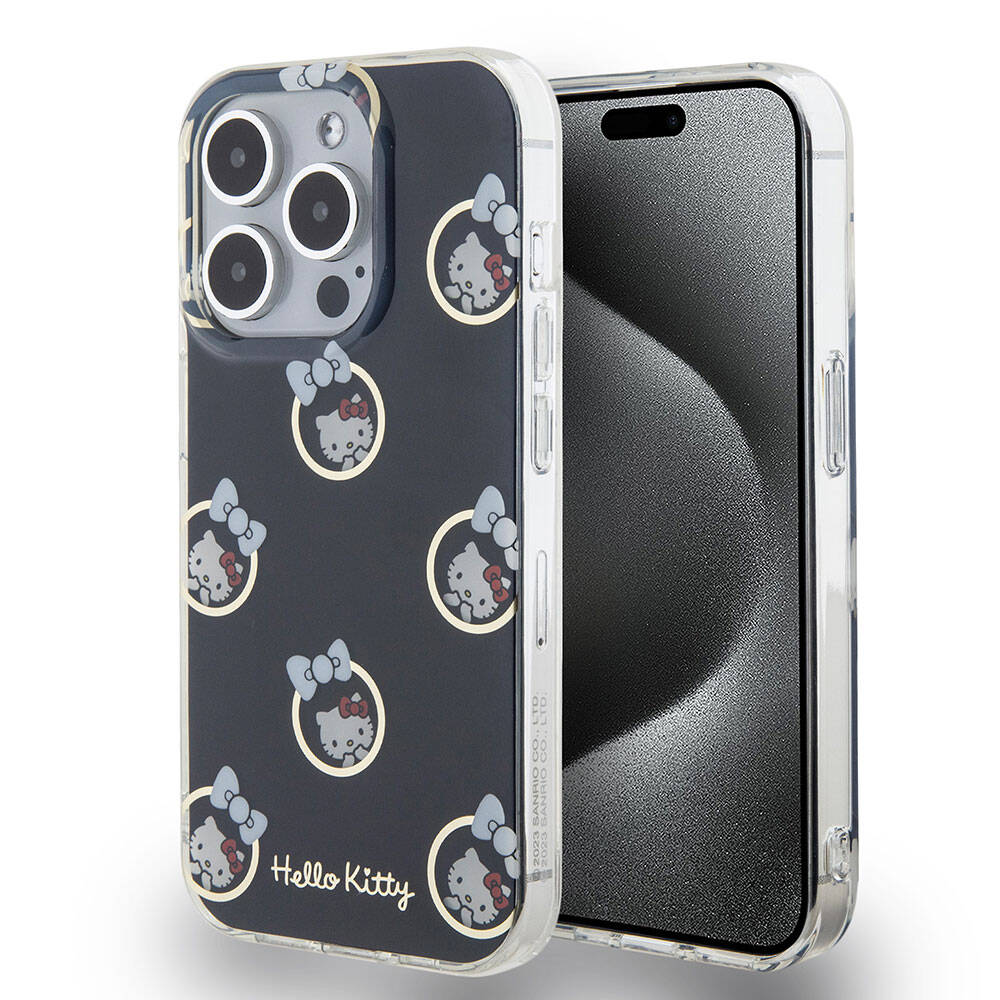 iPhone 15 Pro Kılıf Hello Kitty Orjinal Lisanslı Elektroplating Kaplama Kabarcık Baskılı Kapak