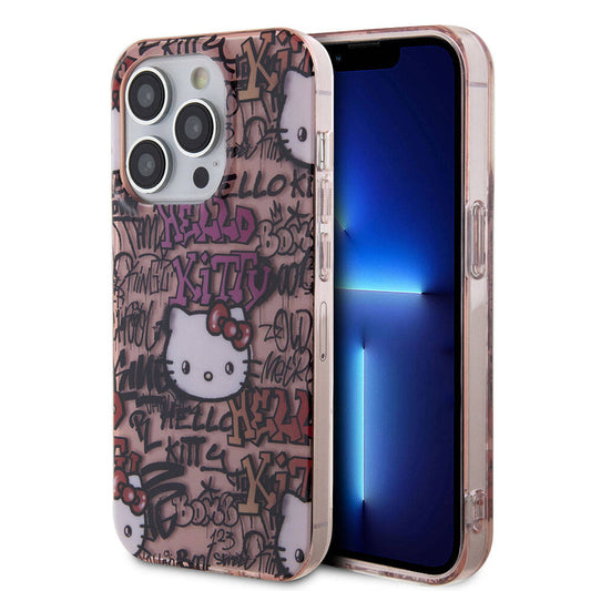 iPhone 15 Pro Kılıf Hello Kitty Orjinal Lisanslı İkonik Logolu Etiket Graffiti Kapak