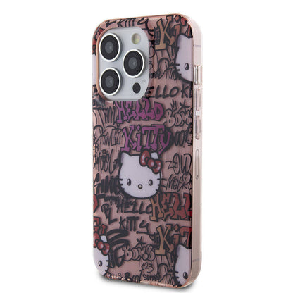 iPhone 15 Pro Kılıf Hello Kitty Orjinal Lisanslı İkonik Logolu Etiket Graffiti Kapak