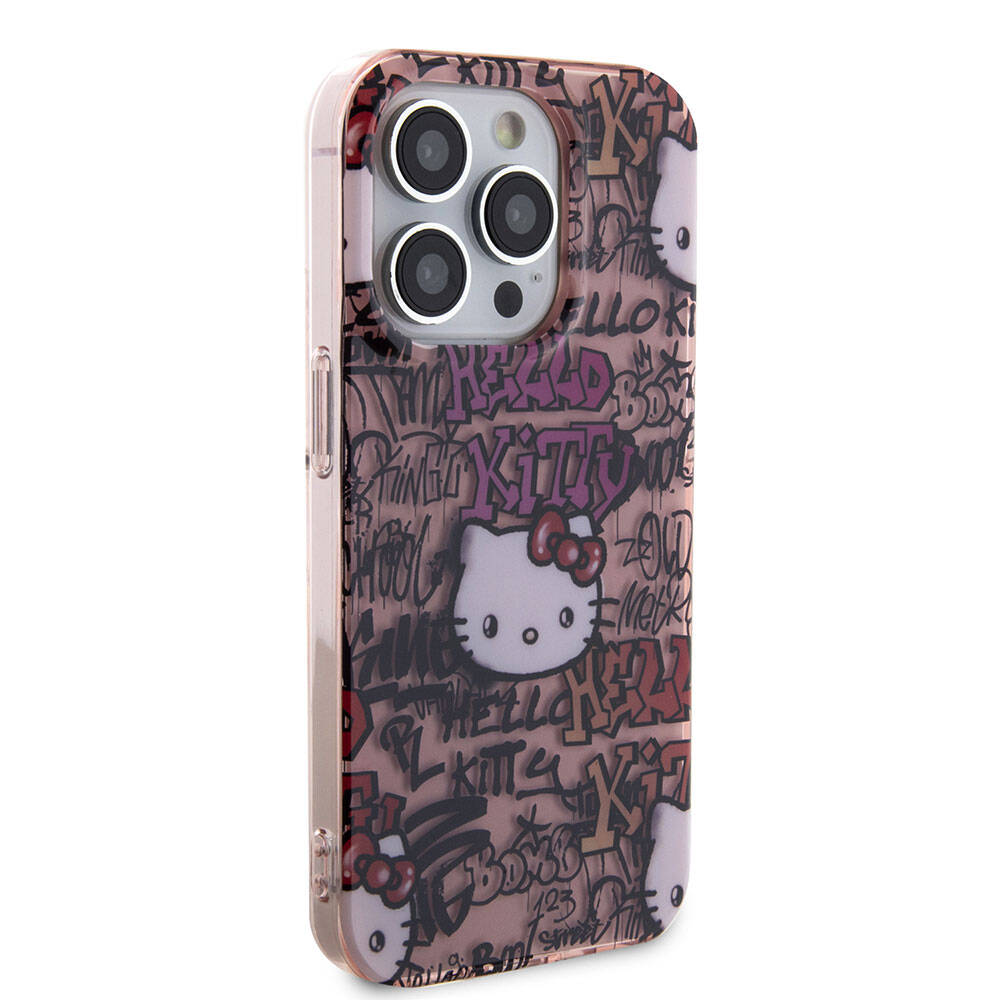 iPhone 15 Pro Kılıf Hello Kitty Orjinal Lisanslı İkonik Logolu Etiket Graffiti Kapak