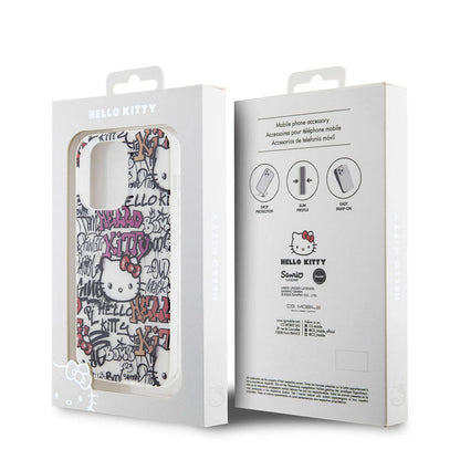 iPhone 15 Pro Kılıf Hello Kitty Orjinal Lisanslı İkonik Logolu Etiket Graffiti Kapak