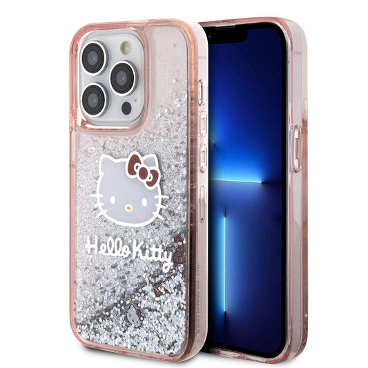 iPhone 15 Pro Kılıf Hello Kitty Orjinal Lisanslı İkonik Sıvılı Glitter Kapak