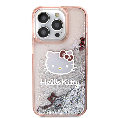 iPhone 15 Pro Kılıf Hello Kitty Orjinal Lisanslı İkonik Sıvılı Glitter Kapak