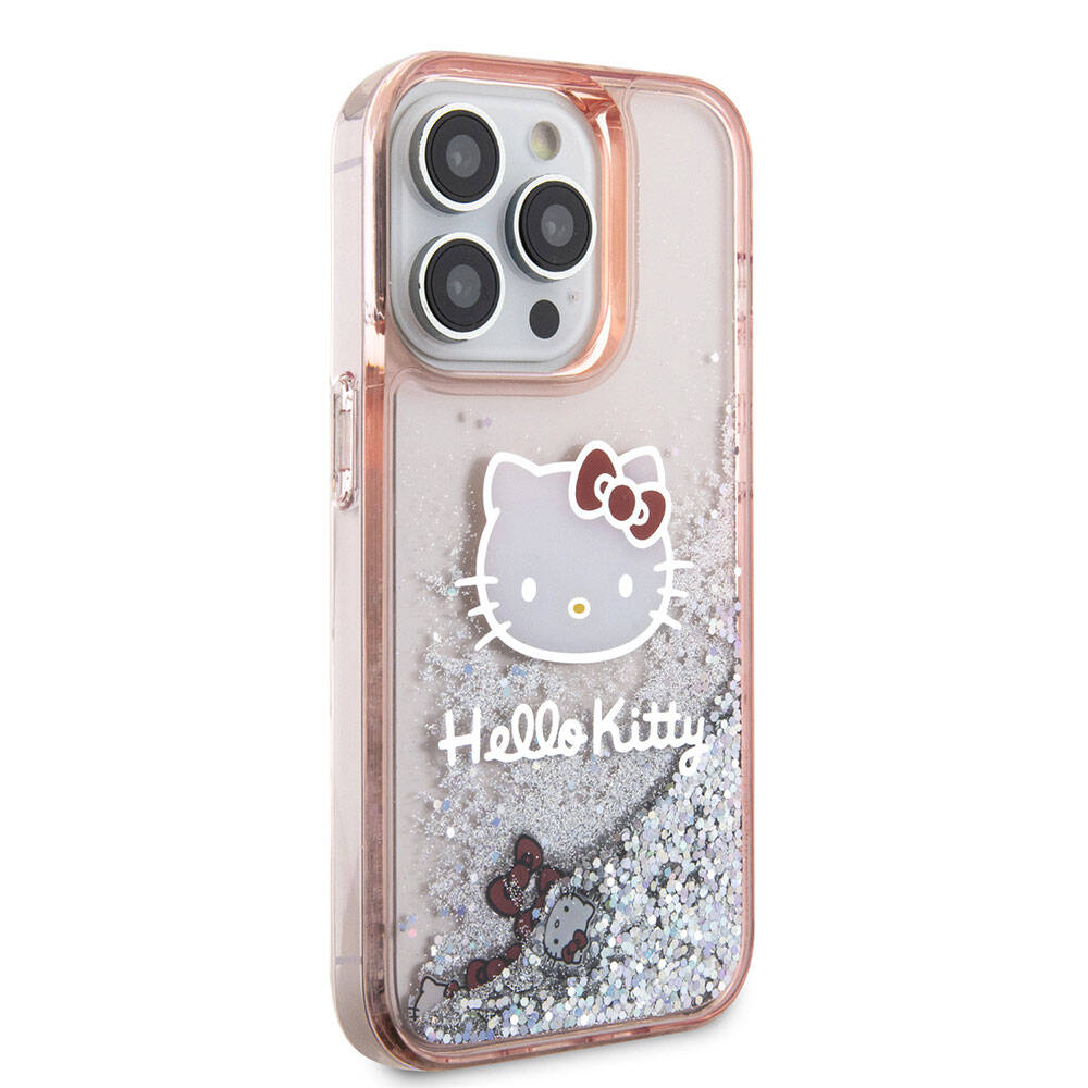 iPhone 15 Pro Kılıf Hello Kitty Orjinal Lisanslı İkonik Sıvılı Glitter Kapak