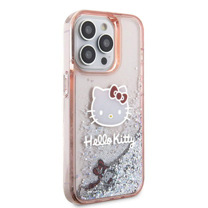 iPhone 15 Pro Kılıf Hello Kitty Orjinal Lisanslı İkonik Sıvılı Glitter Kapak