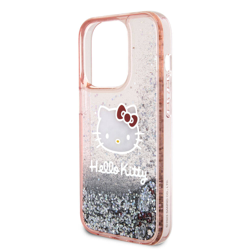 iPhone 15 Pro Kılıf Hello Kitty Orjinal Lisanslı İkonik Sıvılı Glitter Kapak