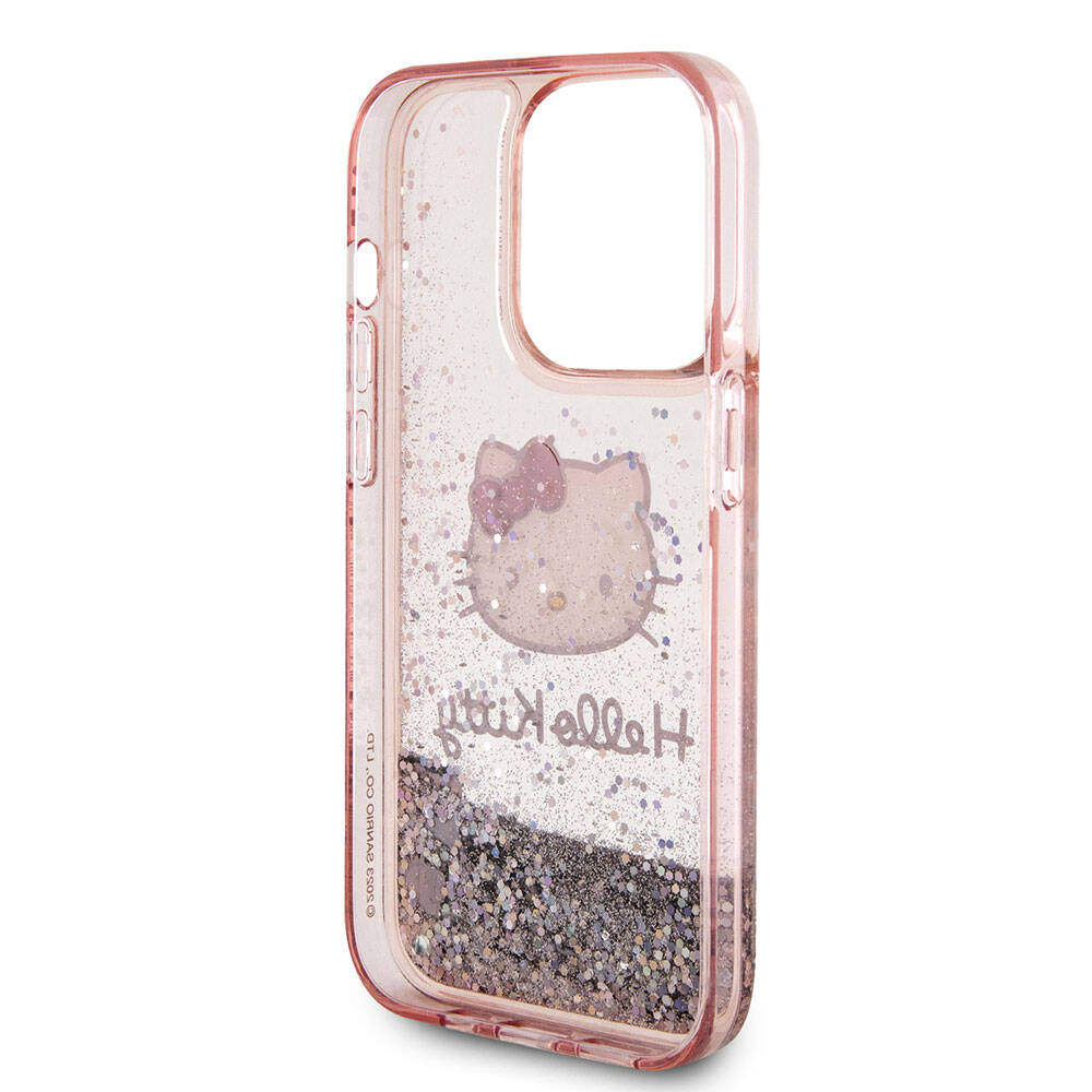 iPhone 15 Pro Kılıf Hello Kitty Orjinal Lisanslı İkonik Sıvılı Glitter Kapak