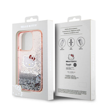 iPhone 15 Pro Kılıf Hello Kitty Orjinal Lisanslı İkonik Sıvılı Glitter Kapak