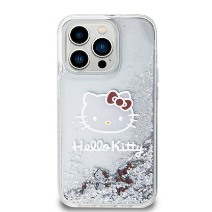 iPhone 15 Pro Kılıf Hello Kitty Orjinal Lisanslı İkonik Sıvılı Glitter Kapak