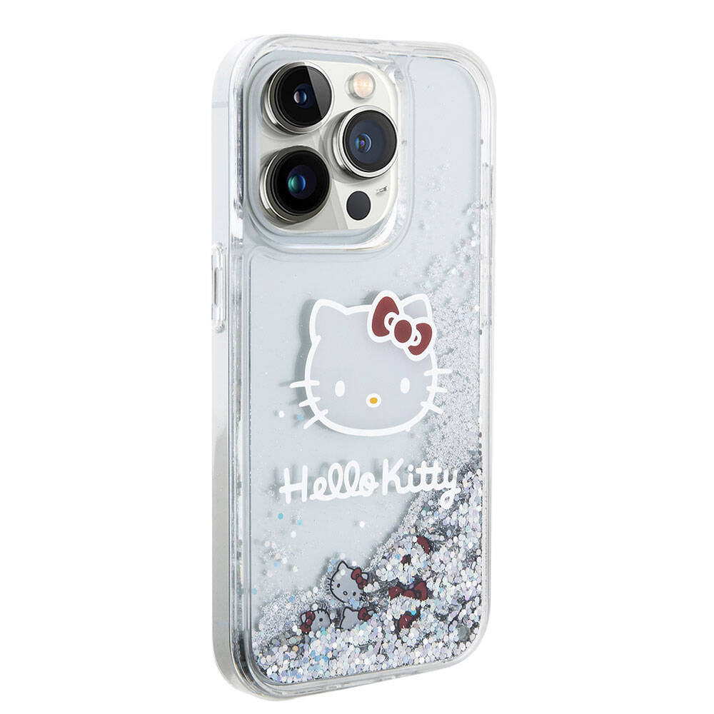 iPhone 15 Pro Kılıf Hello Kitty Orjinal Lisanslı İkonik Sıvılı Glitter Kapak