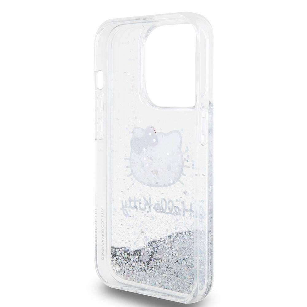 iPhone 15 Pro Kılıf Hello Kitty Orjinal Lisanslı İkonik Sıvılı Glitter Kapak