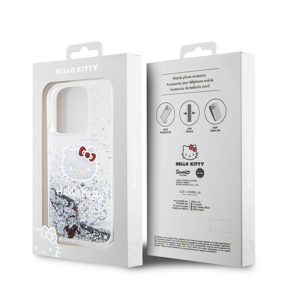 iPhone 15 Pro Kılıf Hello Kitty Orjinal Lisanslı İkonik Sıvılı Glitter Kapak