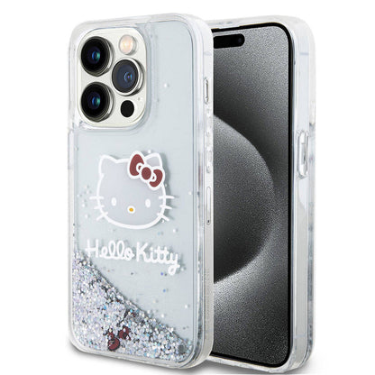 iPhone 15 Pro Kılıf Hello Kitty Orjinal Lisanslı İkonik Sıvılı Glitter Kapak