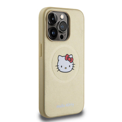 iPhone 15 Pro Kılıf Hello Kitty Orjinal Lisanslı M-safe Şarj Özellikli Kitty Head Deri Kapak