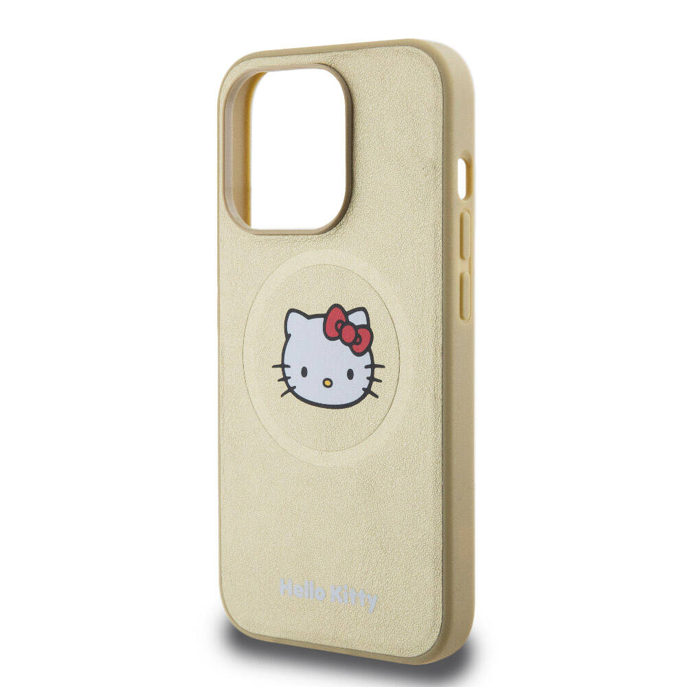 iPhone 15 Pro Kılıf Hello Kitty Orjinal Lisanslı M-safe Şarj Özellikli Kitty Head Deri Kapak