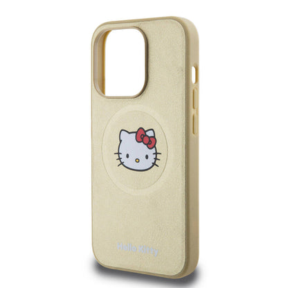 iPhone 15 Pro Kılıf Hello Kitty Orjinal Lisanslı M-safe Şarj Özellikli Kitty Head Deri Kapak