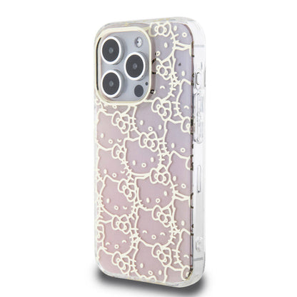 iPhone 15 Pro Kılıf Hello Kitty Orjinal Lisanslı Renk Geçişli Elektroplating Kaplama Kitty Head Desenli Kapak