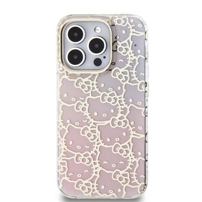 iPhone 15 Pro Kılıf Hello Kitty Orjinal Lisanslı Renk Geçişli Elektroplating Kaplama Kitty Head Desenli Kapak