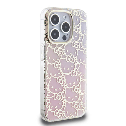 iPhone 15 Pro Kılıf Hello Kitty Orjinal Lisanslı Renk Geçişli Elektroplating Kaplama Kitty Head Desenli Kapak