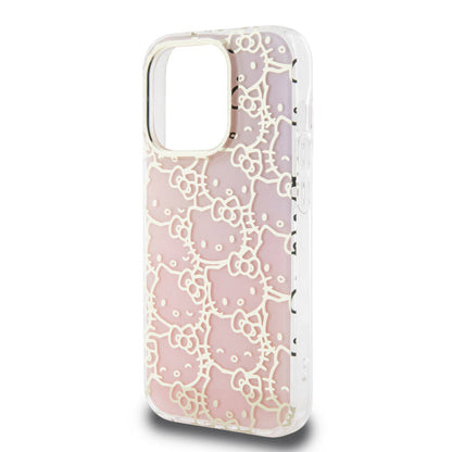 iPhone 15 Pro Kılıf Hello Kitty Orjinal Lisanslı Renk Geçişli Elektroplating Kaplama Kitty Head Desenli Kapak