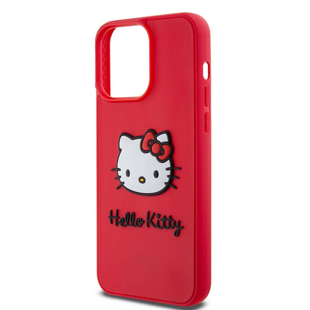 iPhone 15 Pro Kılıf Hello Kitty Orjinal Lisanslı Yazı ve İkonik Logolu 3D Rubber Kitty Head Kapak