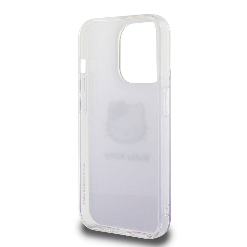 iPhone 15 Pro Kılıf Hello Kitty Orjinal Lisanslı Yazı ve İkonik Logolu Elektroplating Kaplama Gradyan Kapak
