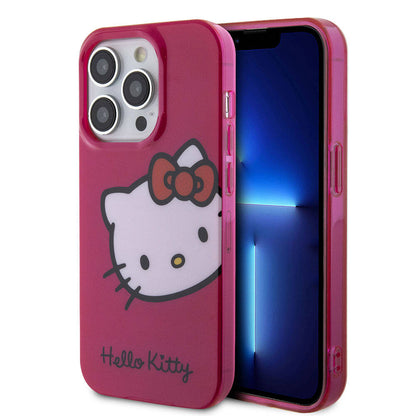 iPhone 15 Pro Kılıf Hello Kitty Orjinal Lisanslı Yazı ve İkonik Logolu Kitty Head Kapak