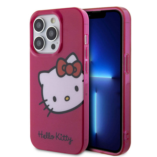 iPhone 15 Pro Kılıf Hello Kitty Orjinal Lisanslı Yazı ve İkonik Logolu Kitty Head Kapak