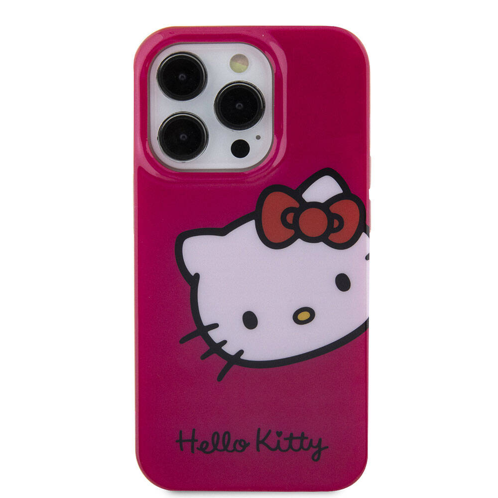 iPhone 15 Pro Kılıf Hello Kitty Orjinal Lisanslı Yazı ve İkonik Logolu Kitty Head Kapak